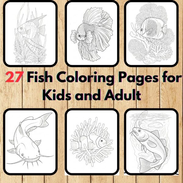 Fish Coloring Pages,Digital Instant Download File, Simple Bold Easy Fish Coloring Sheets, Kids Coloring Pages, Girls Coloring Pages,Coloring Lover | #4CP