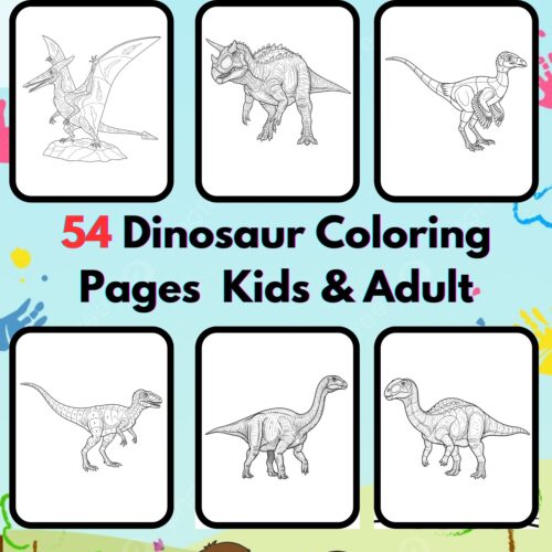 Dinosaur Coloring Pages,Digital Instant Download File, Simple Bold Easy Dinosaur Coloring Sheets, Kids Coloring Pages, Girls Coloring Pages,Dinosaur Coloring Pages | #14CP
