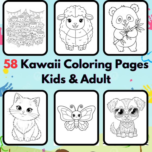 Kawaii Coloring Pages,Digital Instant Download File, Simple Bold Easy Kawaii Coloring Sheets, Kids Coloring Pages, Girls Coloring Pages,Kawaii Coloring Pages | #13CP