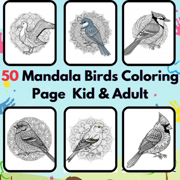 Digital Mandala Birds Coloring Pages,Digital Instant Download File, Simple Bold Easy Mandala Birds Coloring Sheets, Kids Coloring Pages, Girls Coloring Pages,Mandala Birds Coloring Pages | #20CP