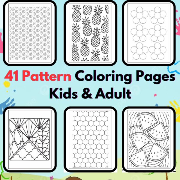 Digital Pattern Coloring Pages,Digital Instant Download File, Simple Bold Easy Pattern Coloring Sheets, Kids Coloring Pages, Girls Coloring Pages,Pattern Coloring Pages | #27CP