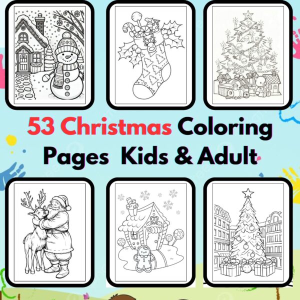 Digital Christmas Coloring Pages,Digital Instant Download File, Simple Bold Easy Christmas Coloring Sheets, Kids Coloring Pages, Girls Coloring Pages,Christmas Coloring Pages | #27CP