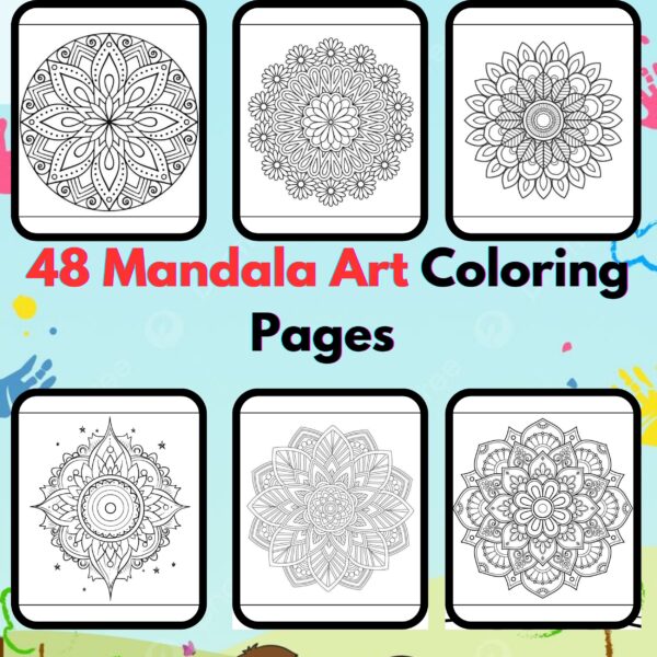 Digital Mandala Art Coloring Pages,Digital Instant Download File, Simple Bold Easy Mandala Art Coloring Sheets, Kids Coloring Pages, Girls Coloring Pages,Mandala Art Coloring Pages | #30CP