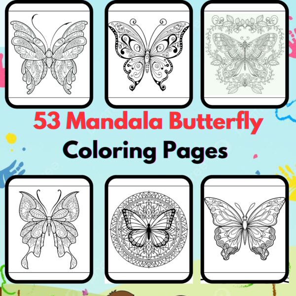 Digital Mandala Butterfly Coloring Pages,Digital Instant Download File, Simple Bold Easy Mandala Butterfly Coloring Sheets, Kids Coloring Pages, Girls Coloring Pages,Mandala Butterfly Coloring Pages | #31CP