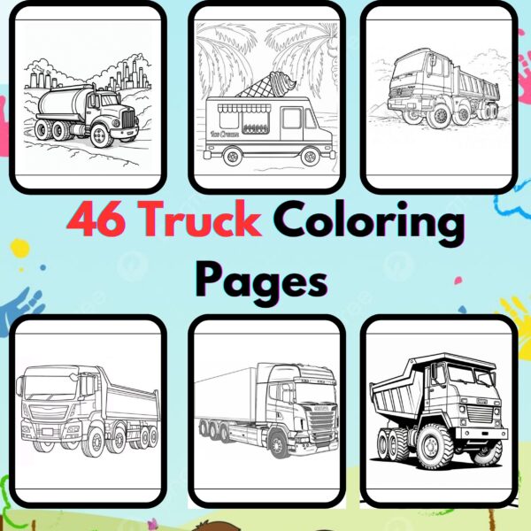 Digital Truck Coloring Pages,Digital Instant Download File, Simple Bold Easy Truck Coloring Sheets, Kids Coloring Pages, Girls Coloring Pages,Truck Coloring Pages | #32CP