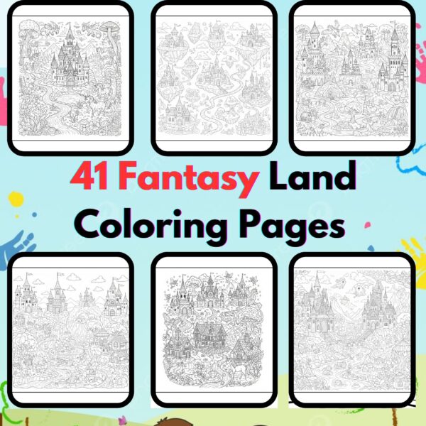 Digital Fantasy Land Coloring Pages,Digital Instant Download File,Simple Bold Easy Fantasy Land Coloring Sheets, Kids Coloring Pages, Girls Coloring Pages,Fantasy Land Coloring Pages | #35CP