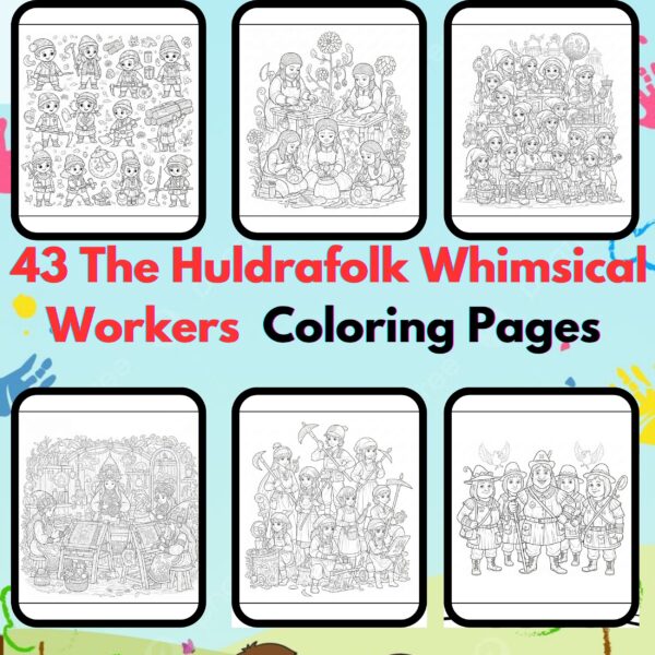 Digital The Huldrafolk Whimsical Workers Coloring Pages,Digital Instant Download File,Simple Bold Easy The Huldrafolk Whimsical Workers Coloring Sheets, Kids Coloring Pages, Girls Coloring Pages,The Huldrafolk Whimsical Workers Coloring Pages | #36CP