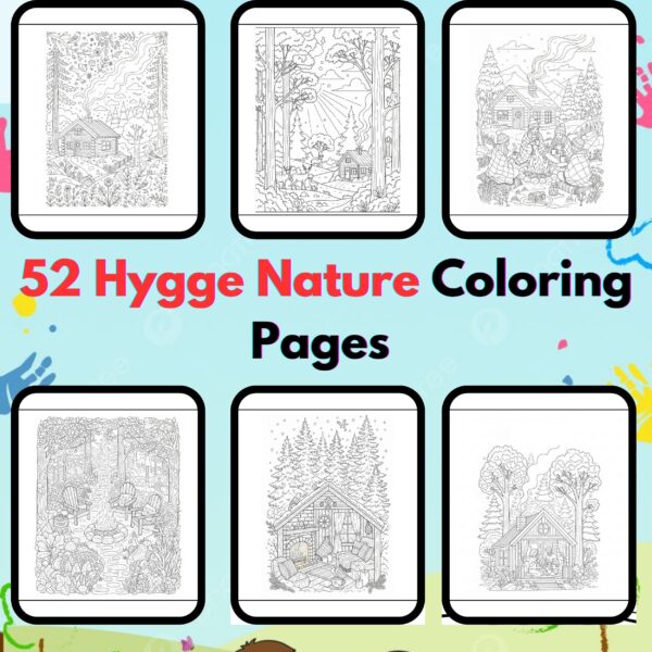 Digital Hygge Nature Coloring Pages,Digital Instant Download File,Simple Bold Easy Hygge Nature Coloring Sheets, Kids Coloring Pages, Girls Coloring Pages,Hygge Nature Coloring Pages | #38CP