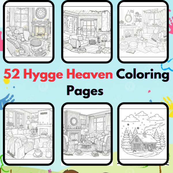 Digital Hygge Heaven Coloring Pages,Digital Instant Download File,Simple Bold Easy Hygge Heaven Coloring Sheets, Kids Coloring Pages, Girls Coloring Pages,Hygge Heaven Coloring Pages | #39CP