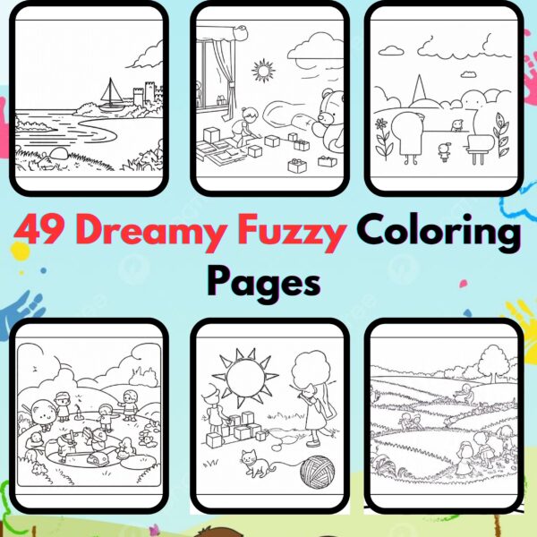 Digital Dreamy Fuzzy Coloring Pages,Digital Instant Download File,Simple Bold Easy Dreamy Fuzzy Coloring Sheets, Kids Coloring Pages, Girls Coloring Pages,Dreamy Fuzzy Coloring Pages | #46CP