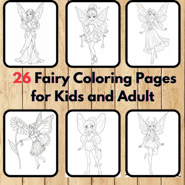 Fairy Coloring Pages,Digital Instant Download File, Simple Bold Easy Fairy Coloring Sheets, Kids Coloring Pages, Girls Coloring Pages,Coloring Lover | #3CP
