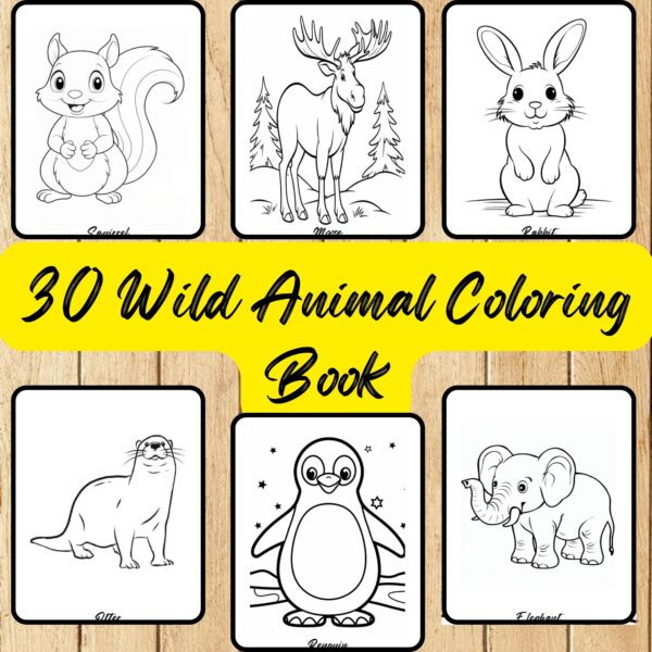 Wild Animals Coloring Pages,Digital Instant Download File,Simple Bold Easy Wild Animals Coloring Sheets, Kids Coloring Pages, Girls Coloring Pages,Coloring Lover | #11CP