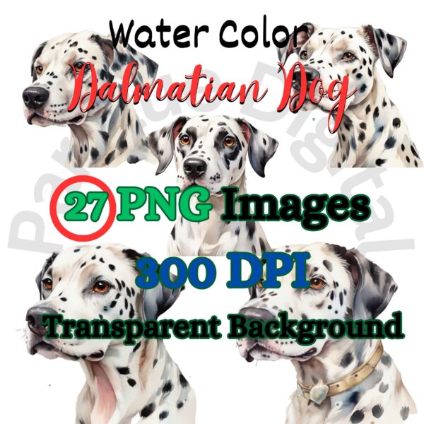 Digital Dalmatian Dog Clip Art,Instant Digital Download, Printable Watercolor Clip Art, High Quality PNG, Digital download, Paper Craft, Junk journals | # 228 CA
