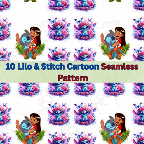 Stitch and Lilo Seamless Pattern,Repeating Pattern,Instant Digital Download,Digital Seamless Pattern, Printable Seamless Pattern |#358_SP