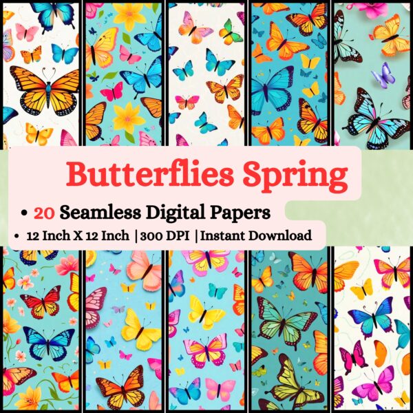 Butterflies Spring Digital Pattern Texture,Instant Digital Download,Digital Pattern Texture,Printable Pattern Texture|#168_PT