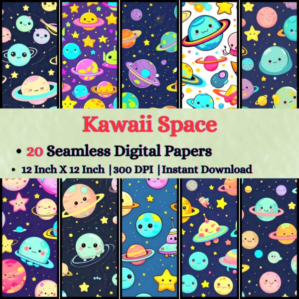 Kawaii space Digital Pattern Texture,Instant Digital Download,Digital Pattern Texture,Printable Pattern Texture|#174_PT