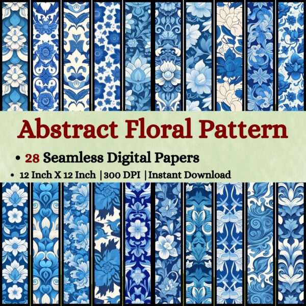 Abstract Floral Blue and White Digital Pattern Texture,Instant Digital Download,Digital Pattern Texture, Printable Pattern Texture|#198_PT