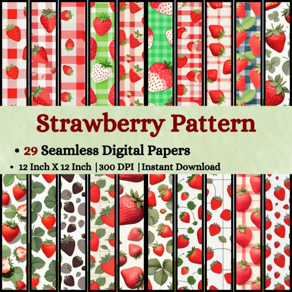 Strawberry Pattern Digital Pattern Texture,Instant Digital Download,Digital Pattern Texture,Printable Pattern Texture|#194_PT