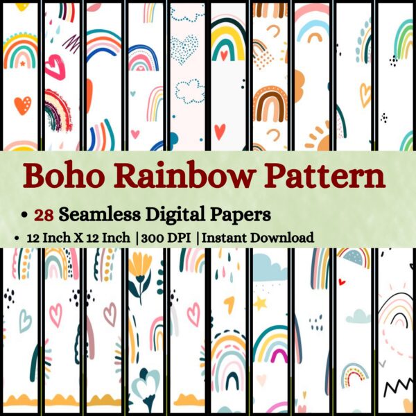 Boho Rainbow Pattern Digital Pattern Texture,Instant Digital Download,Digital Pattern Texture,Printable Pattern Texture|#188_PT