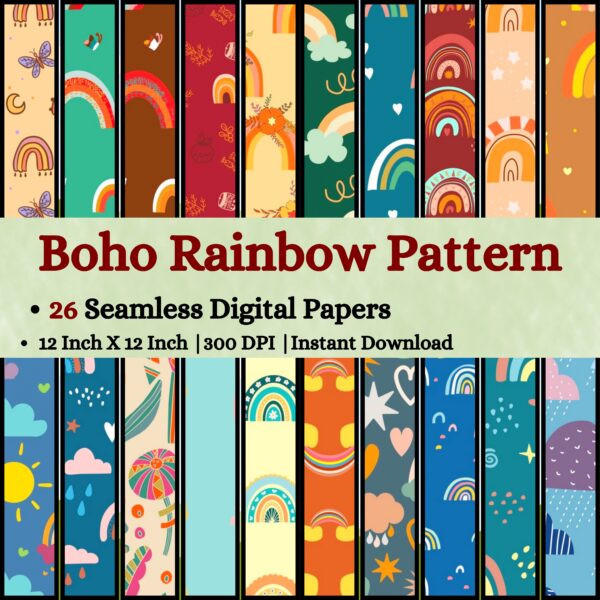 Boho Rainbow Pattern-2 Digital Pattern Texture,Instant Digital Download,Digital Pattern Texture,Printable Pattern Texture|#187_PT