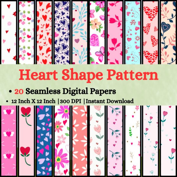 Floral Heart Shape Digital Pattern Texture,Instant Digital Download,Digital Pattern Texture,Printable Pattern Texture|#182_PT