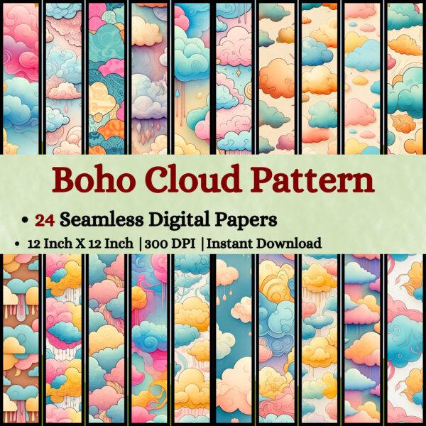 Boho Cloud Digital Pattern Texture,Instant Digital Download,Digital Pattern Texture, Printable Pattern Texture|#211_PT