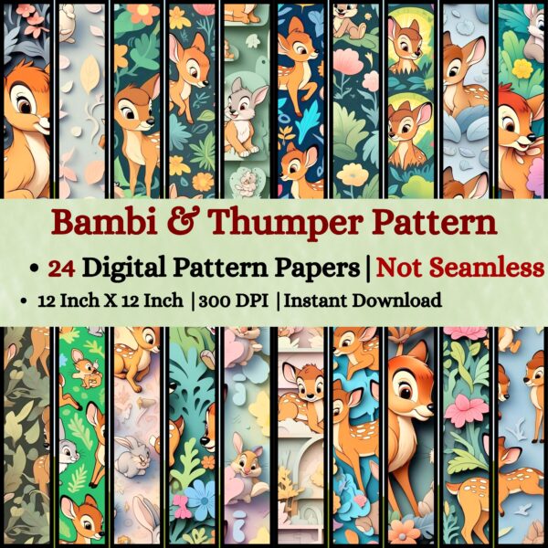 Bambi and Thumper Digital Pattern Texture,Instant Digital Download,Digital Pattern Texture, Printable Pattern Texture|#230_PT