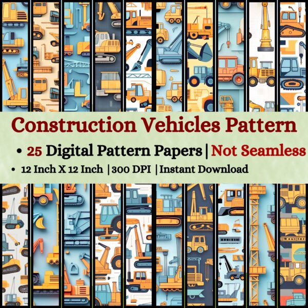 Construction Vehicles Digital Pattern Texture,Instant Digital Download,Digital Pattern Texture, Printable Pattern Texture|#214_PT