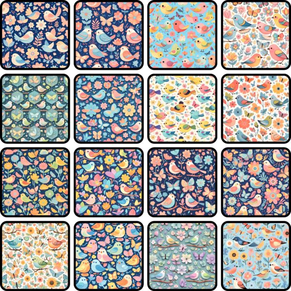 Spring Cute Birds Digital Pattern Texture,Instant Digital Download,Digital Pattern Texture, Printable Pattern Texture|#207_PT