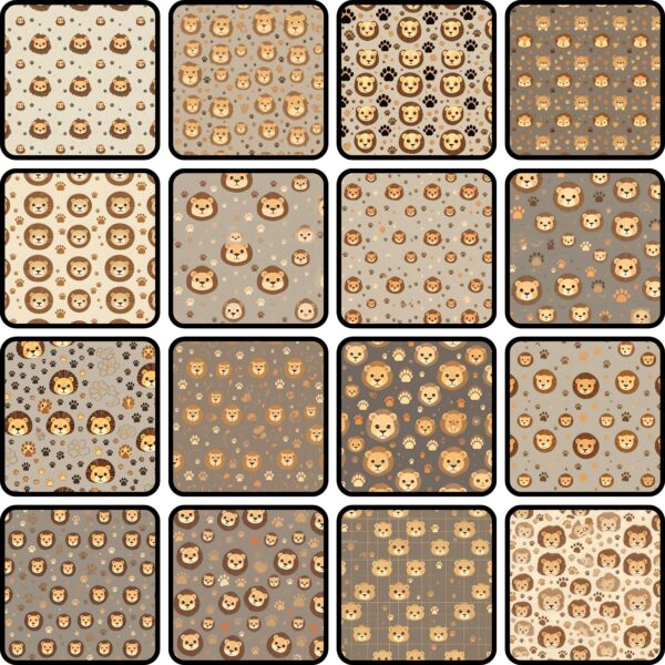 Cute Lion Digital Pattern Texture,Instant Digital Download,Digital Pattern Texture, Printable Pattern Texture|#206_PT