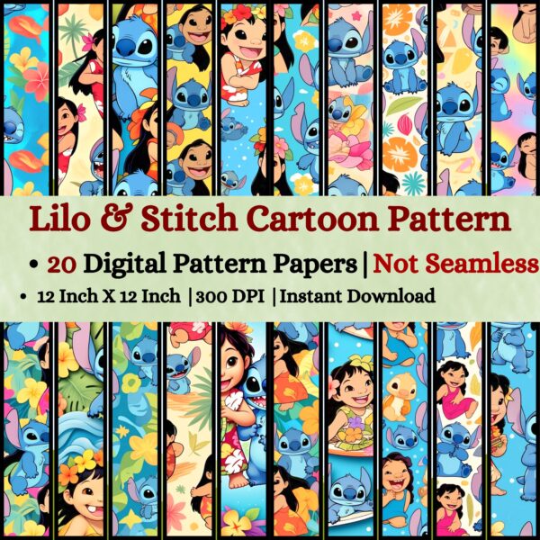 Cute Lilo and Stitch Digital Pattern Texture,Instant Digital Download,Digital Pattern Texture, Printable Pattern Texture|#231_PT