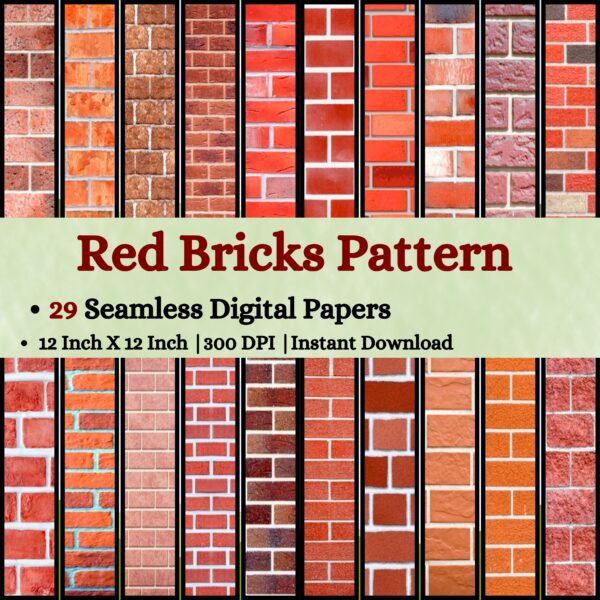 Red Bricks Digital Pattern Texture,Instant Digital Download,Digital Pattern Texture,Printable Pattern Texture|#186_PT