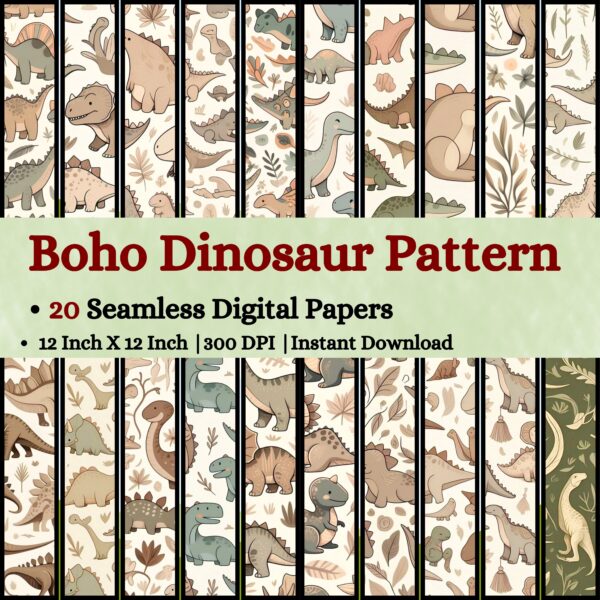 Boho Dinosaur Digital Pattern Texture,Instant Digital Download,Digital Pattern Texture, Printable Pattern Texture|#215_PT