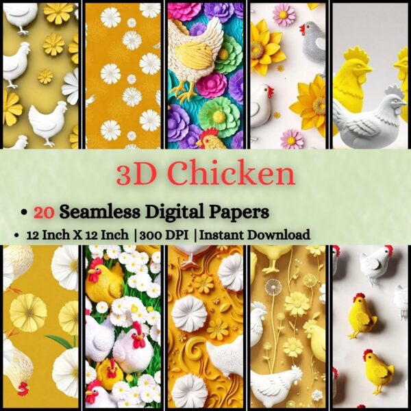 3D Chicken Digital Pattern Texture,Instant Digital Download,Digital Fabrics Pattern,Digital Pattern Texture,Printable Pattern Texture|#141_PT