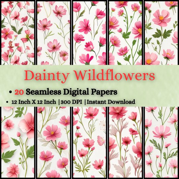 Dainty Wildflowers Digital Pattern Texture,Instant Digital Download,Digital Fabrics Pattern,Digital Pattern Texture,Printable Pattern Texture|#156_PT