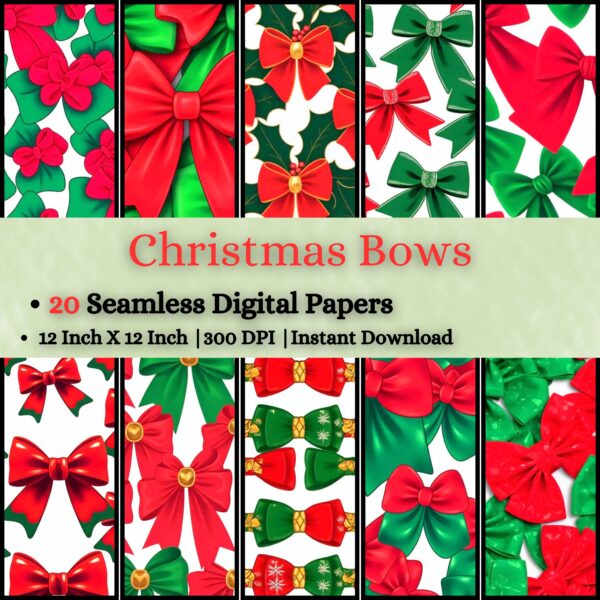 Christmas Bows Digital Pattern Texture,Instant Digital Download,Digital Fabrics Pattern,Digital Pattern Texture,Printable Pattern Texture|#162_PT