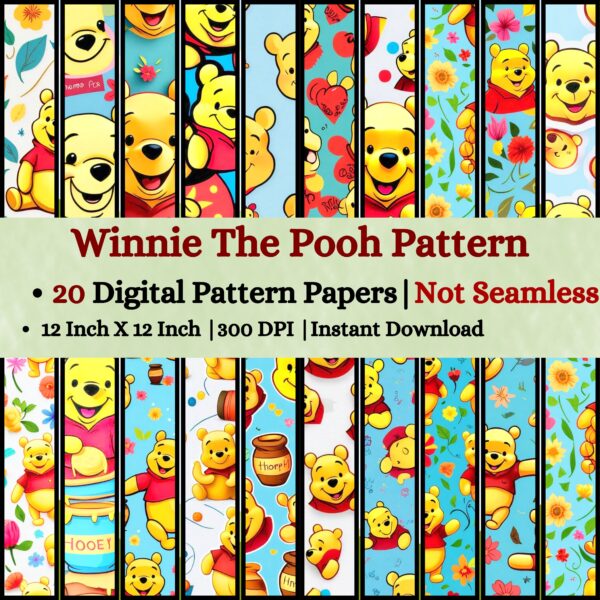 Winnie the Pooh Digital Pattern Texture,Instant Digital Download,Digital Fabrics Pattern,Digital Pattern Texture,Printable Pattern Texture|#159_PT