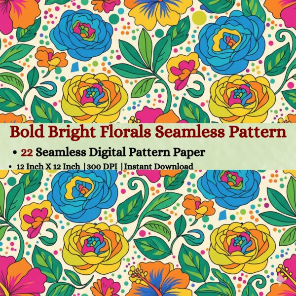 Bold and Bright Florals Digital Pattern Texture,Instant Digital Download,Digital Fabrics Pattern,Digital Pattern Texture,Printable Pattern Texture|#12_SP