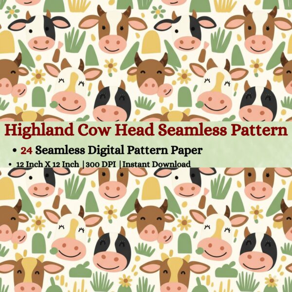 Cow Heads Digital Pattern Texture,Instant Digital Download,Digital Fabrics Pattern,Digital Pattern Texture,Printable Pattern Texture|#15_SP