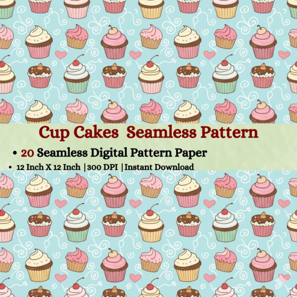 Cup Cakes Pattern Digital Pattern Texture,Instant Digital Download,Digital Fabrics Pattern,Digital Pattern Texture,Printable Pattern Texture|#17_SP