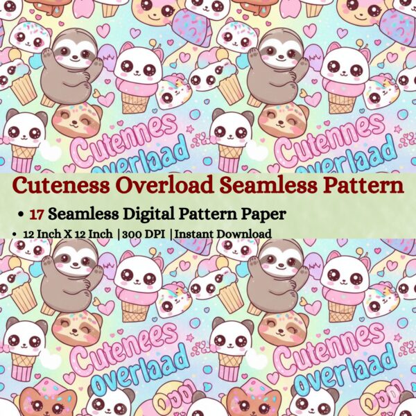 Cuteness Overload Pattern Digital Pattern Texture,Instant Digital Download,Digital Fabrics Pattern,Digital Pattern Texture,Printable Pattern Texture|#18_SP