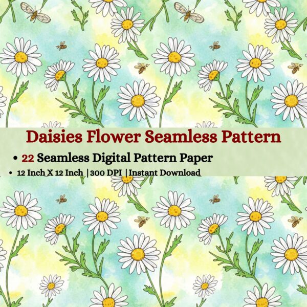 Daisies Pattern Digital Pattern Texture,Instant Digital Download,Digital Fabrics Pattern,Digital Pattern Texture,Printable Pattern Texture|#19_SP