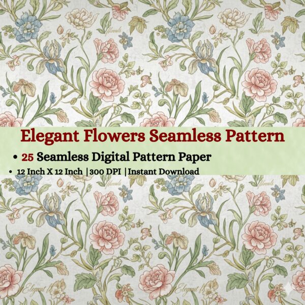Elegant Florals Digital Pattern Texture,Instant Digital Download,Digital Fabrics Pattern,Digital Pattern Texture,Printable Pattern Texture|#22_SP