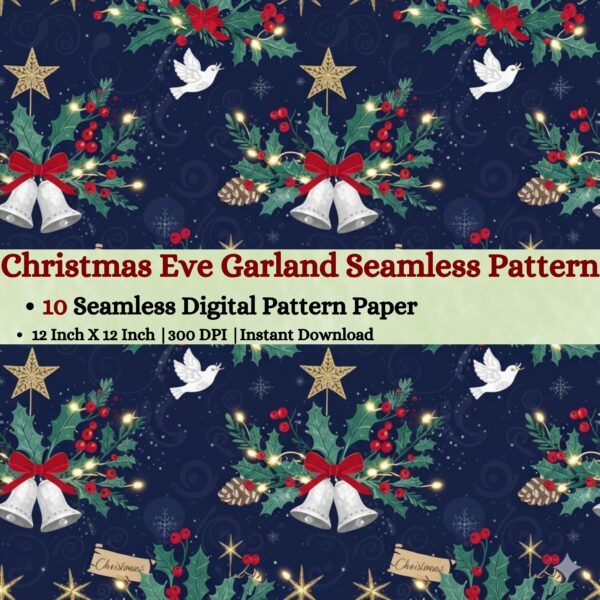 Christmas Eve Garlands Digital Pattern Texture,Instant Digital Download,Digital Fabrics Pattern,Digital Pattern Texture,Printable Pattern Texture|#4_SP