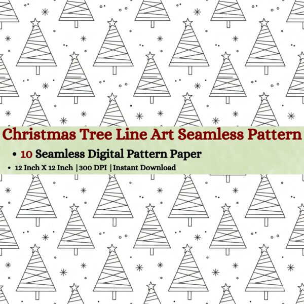 Christmas Tree Line Art Digital Pattern Texture,Instant Digital Download,Digital Fabrics Pattern,Digital Pattern Texture,Printable Pattern Texture|#5_SP