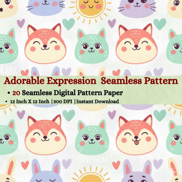 Adorable Expressions Digital Pattern Texture,Instant Digital Download,Digital Fabrics Pattern,Digital Pattern Texture,Printable Pattern Texture|#8_SP
