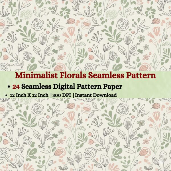 Minimalist Florals Seamless Digital Pattern Texture,Repeating Patterns,Instant Digital Download,Digital Fabrics Pattern,Digital Pattern Texture,Printable Pattern Texture|#46_SP