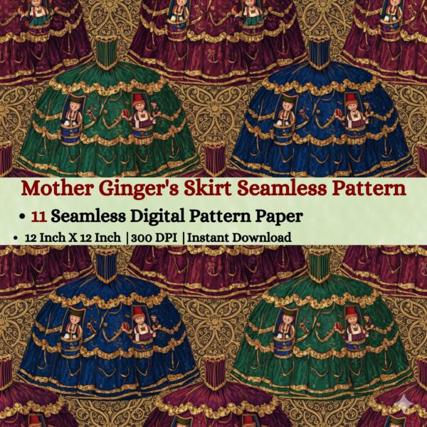 Mother Ginger's Skirt Seamless Digital Pattern Texture,Repeating Patterns,Instant Digital Download,Digital Fabrics Pattern,Digital Pattern Texture,Printable Pattern Texture|#51_SP
