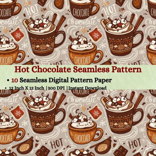 Hot Chocolate Seamless Digital Pattern Texture,Repeating Patterns,Instant Digital Download,Digital Fabrics Pattern,Digital Pattern Texture,Printable Pattern Texture|#35_SP