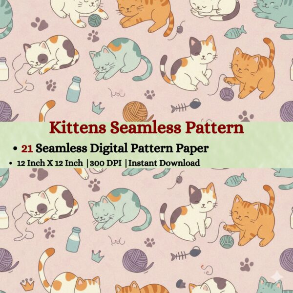Kittens Seamless Digital Pattern Texture,Repeating Patterns,Instant Digital Download,Digital Fabrics Pattern,Digital Pattern Texture,Printable Pattern Texture|#39_SP